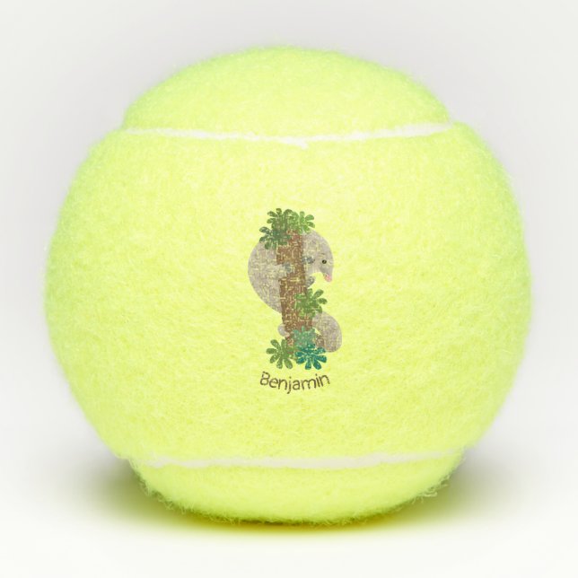 Pelotas De Tenis Ilustracion de hormigón de pangolin feliz (Anverso)
