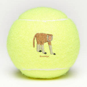 Pelotas De Tenis Ilustración de mono narigudo divertido estilo cart