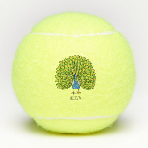 Pelotas De Tenis Ilustracion de pájaro pavo real