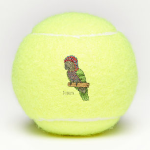 Pelotas De Tenis Ilustracion de personalizado de aves de loro con c