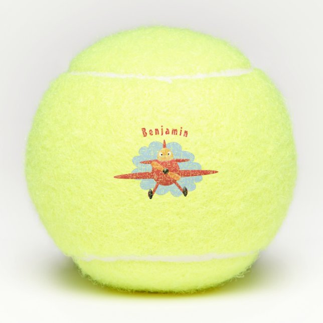 Pelotas De Tenis Ilustracion de personalizado de avión rojo que vue (Anverso)