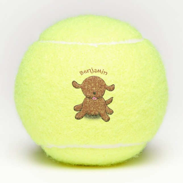 Pelotas De Tenis Ilustracion de personalizado de cachorro alegre (Anverso)