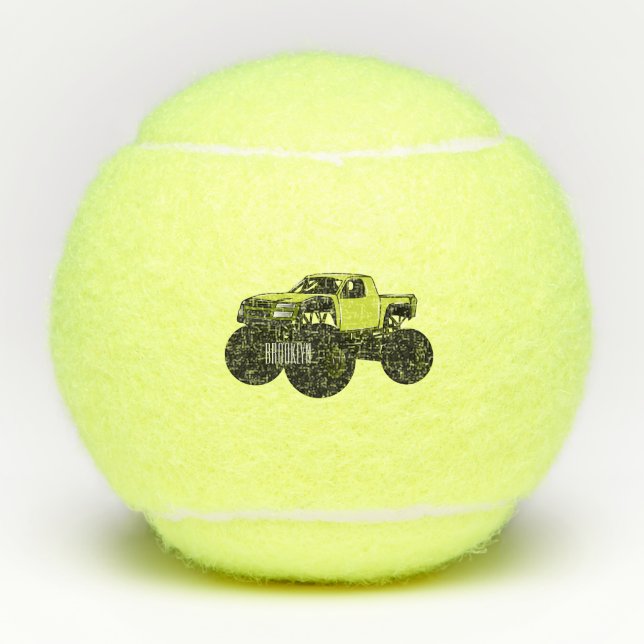 Pelotas De Tenis Ilustracion de personalizado de camión de monstruo (Anverso)