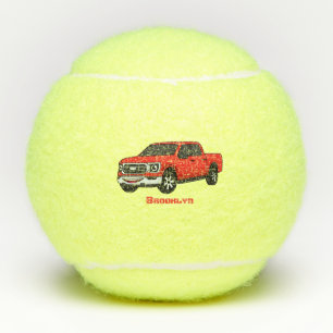 Pelotas De Tenis Ilustracion de personalizado de camioneta roja