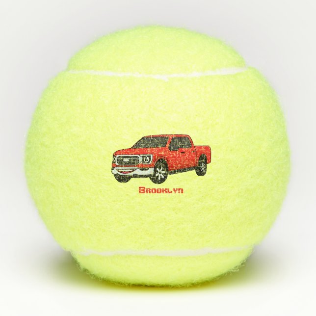 Pelotas De Tenis Ilustracion de personalizado de camioneta roja (Anverso)
