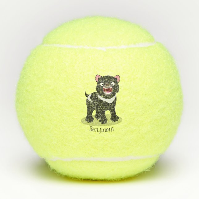 Pelotas De Tenis Ilustracion de personalizado de demonio de Tasmani (Anverso)