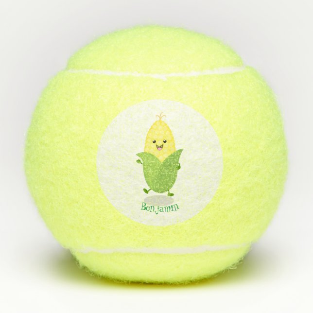 Pelotas De Tenis Ilustracion de personalizado de maíz feliz (Anverso)
