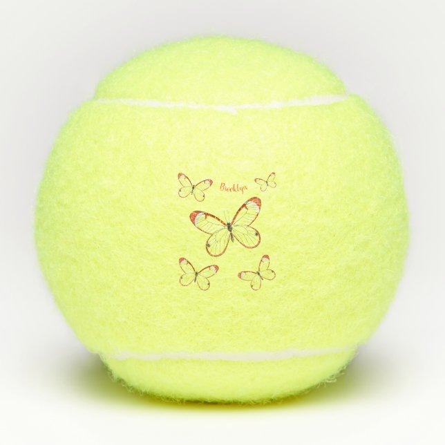 Pelotas De Tenis Ilustracion de personalizado de mariposa de vidrio (Anverso)