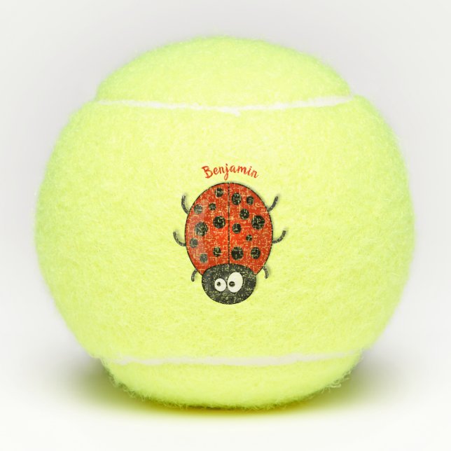 Pelotas De Tenis Ilustracion de personalizado de mariquita roja fel (Anverso)