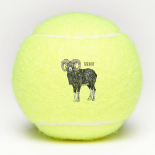 Pelotas De Tenis Ilustracion de personalizado de ovino Mouflon