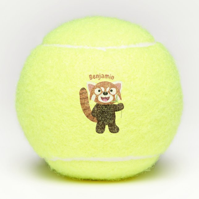 Pelotas De Tenis Ilustracion de personalizado de panda rojo (Anverso)