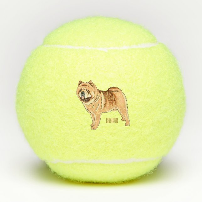 Pelotas De Tenis Ilustracion de personalizado de perro Chow Chow (Anverso)