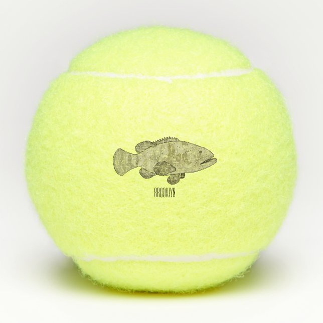Pelotas De Tenis Ilustracion de personalizado de pescado de grupo (Anverso)