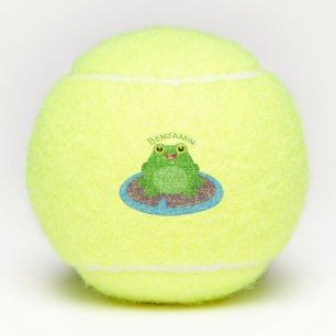 Pelotas De Tenis Ilustracion de personalizado de rana verde alegre