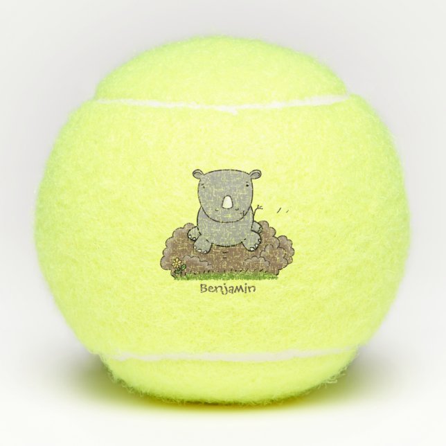 Pelotas De Tenis Ilustracion de personalizado de rinocerontes (Anverso)