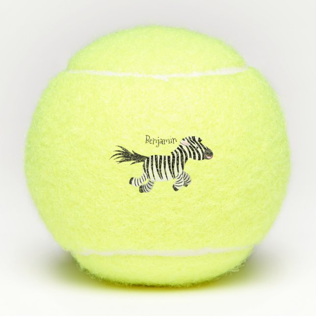 Pelotas De Tenis Ilustracion de personalizado de zebra graciosa (Anverso)