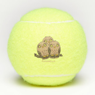 Pelotas De Tenis Ilustracion de trío de búho lindo