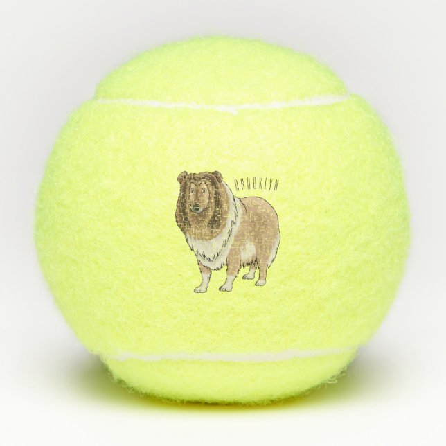 Pelotas De Tenis Ilustracion del personalizado del perro del collie (Anverso)