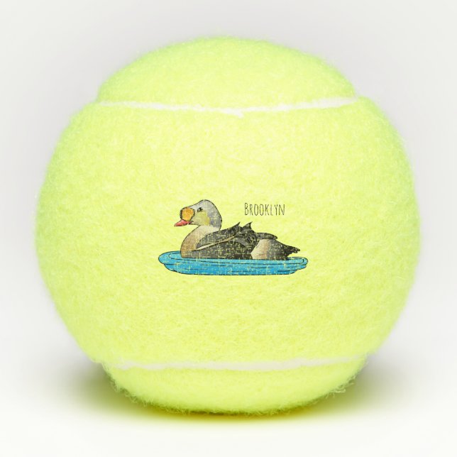Pelotas De Tenis Ilustracion personalizado de aves King eider (Anverso)