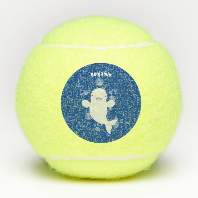 Pelotas De Tenis Ilustracion personalizado de ballenas de la beluga (Anverso)