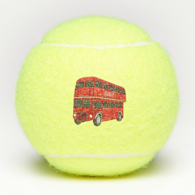 Pelotas De Tenis Ilustracion personalizado de bus de dos pisos (Anverso)