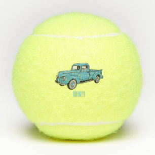 Pelotas De Tenis Ilustracion personalizado de camioneta clásica