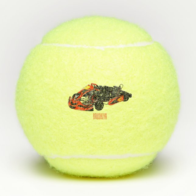 Pelotas De Tenis Ilustracion personalizado de carreras de Kart (Anverso)