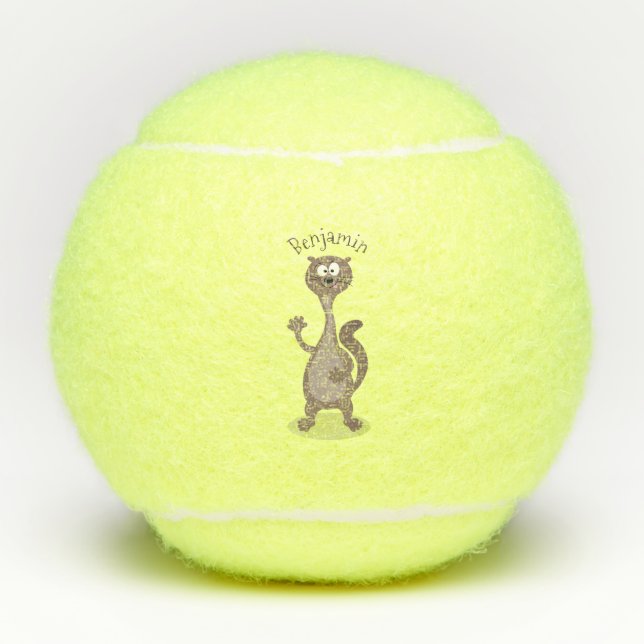 Pelotas De Tenis Ilustracion personalizado de comadreja divertida (Anverso)