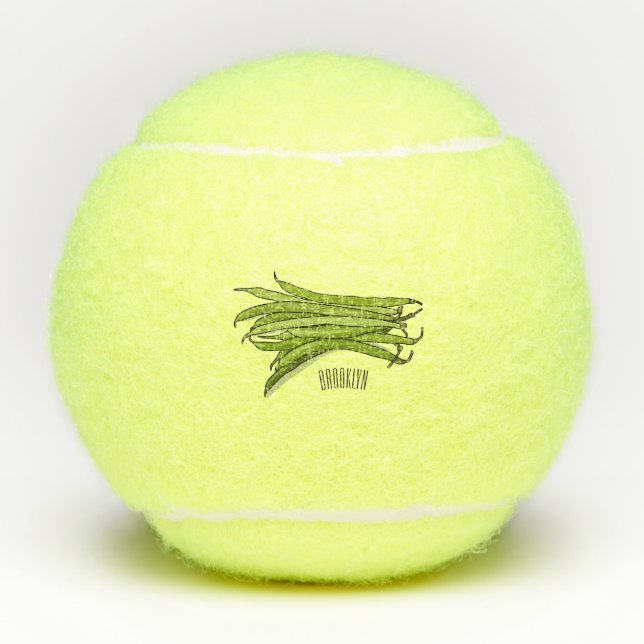 Pelotas De Tenis Ilustracion personalizado de frijol verde (Anverso)