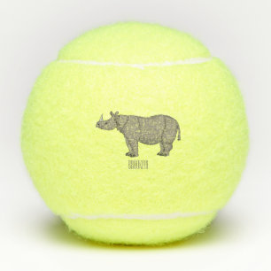 Pelotas De Tenis Ilustracion personalizado de Javan rhinoceros