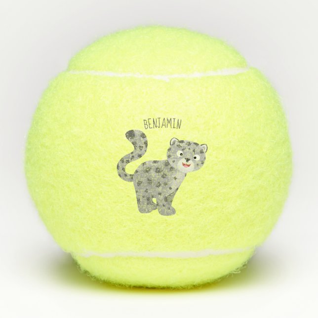Pelotas De Tenis Ilustracion personalizado de leopardo de las nieve (Anverso)