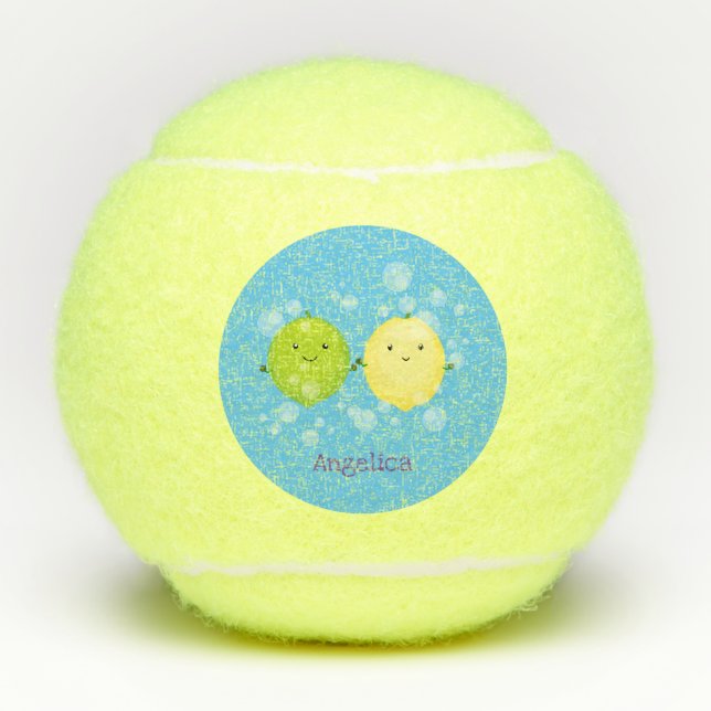 Pelotas De Tenis Ilustracion personalizado de lima de limón feliz (Anverso)