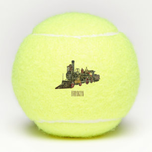 Pelotas De Tenis Ilustracion personalizado de locomotora de vapor