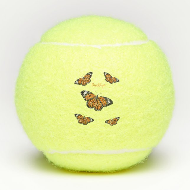 Pelotas De Tenis Ilustracion personalizado de mariposa monarca (Anverso)