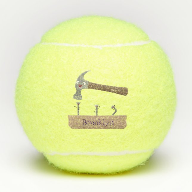 Pelotas De Tenis Ilustracion personalizado de martillo y clavos lin (Anverso)