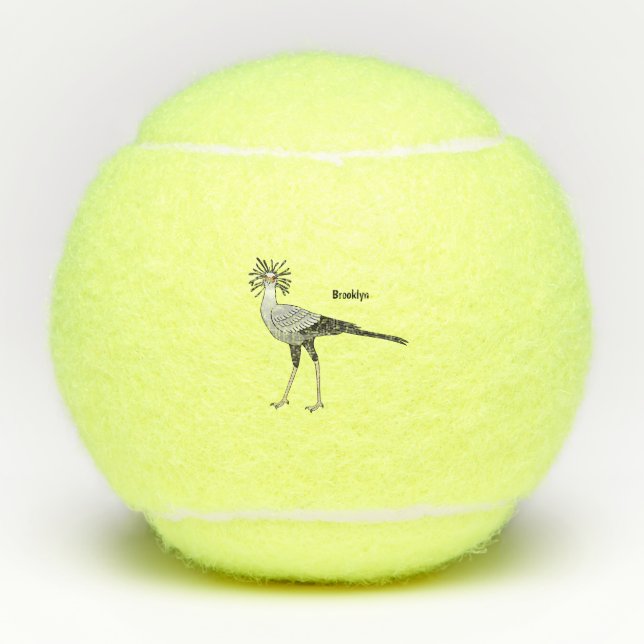Pelotas De Tenis Ilustracion personalizado de pájaro de Secretario (Anverso)