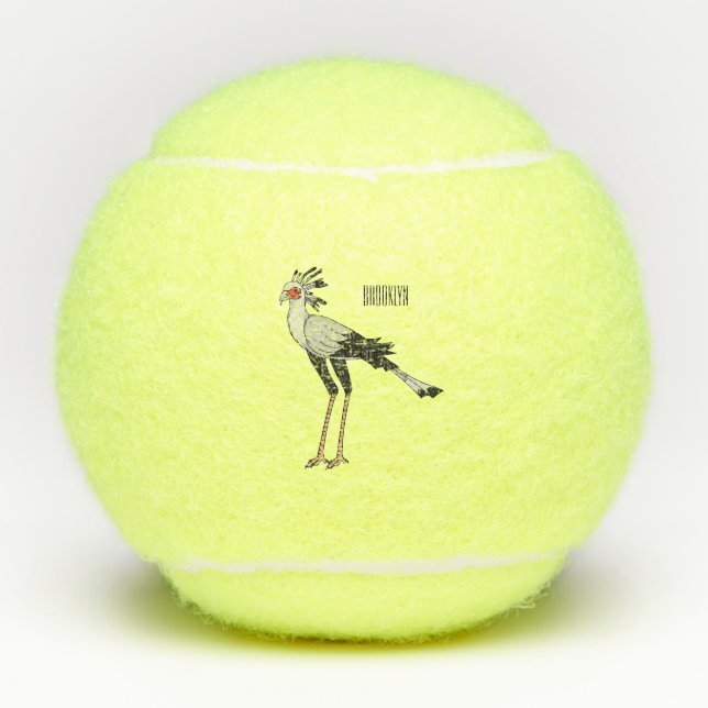 Pelotas De Tenis Ilustracion personalizado de pájaro de Secretario (Anverso)