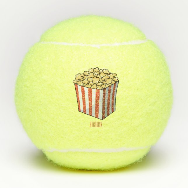 Pelotas De Tenis Ilustracion personalizado de palomitas (Anverso)