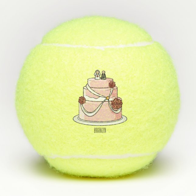 Pelotas De Tenis ilustracion personalizado de pastel boda (Anverso)