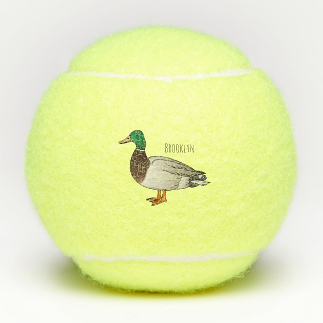 Pelotas De Tenis Ilustracion personalizado de pato mallard (Anverso)