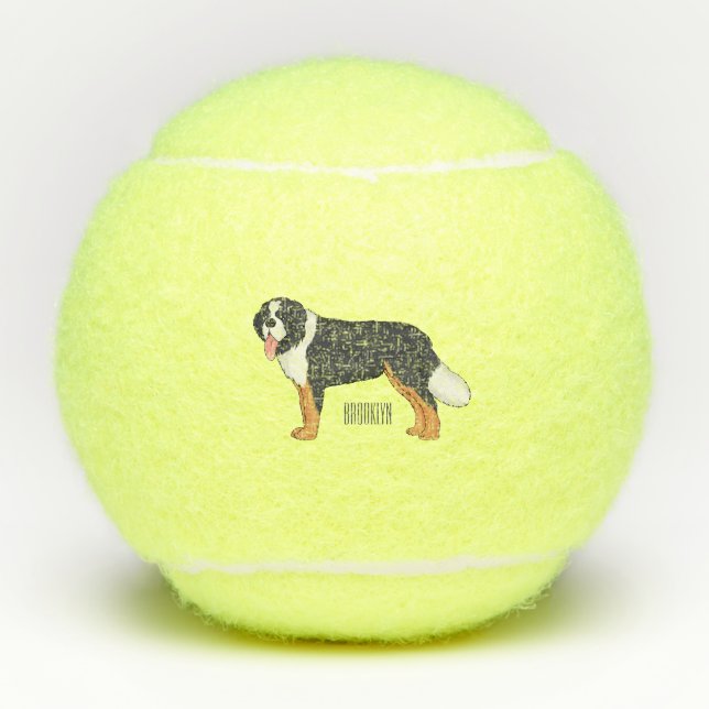 Pelotas De Tenis Ilustracion personalizado de perro de montaña de B (Anverso)