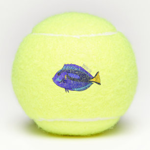 Pelotas De Tenis Ilustracion personalizado de pescado tang azul