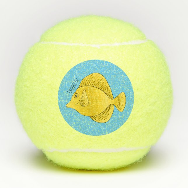 Pelotas De Tenis Ilustracion personalizado de pescado tango amarill (Anverso)