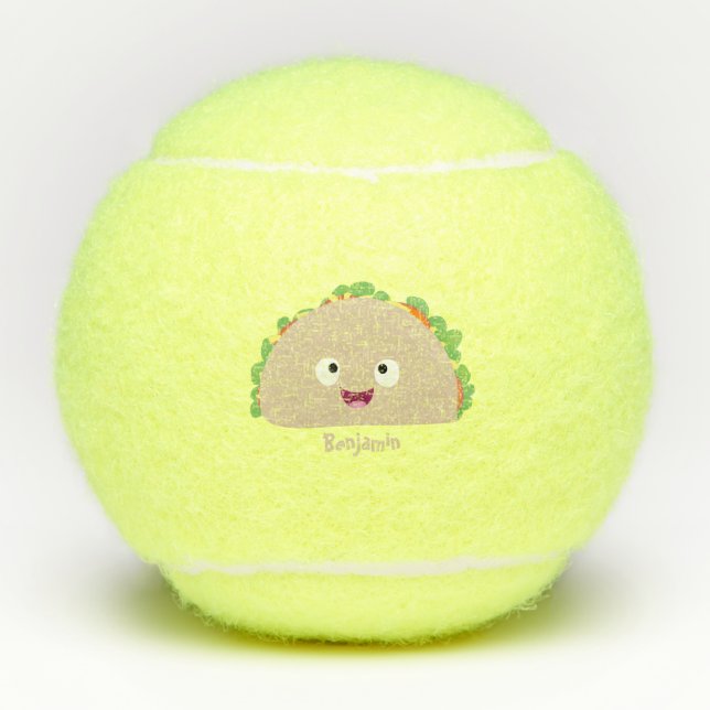 Pelotas De Tenis Ilustracion personalizado de taco alegre sonriente (Anverso)