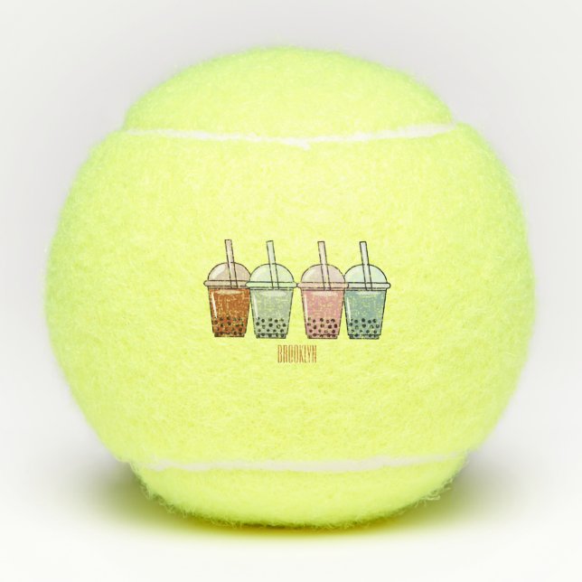 Pelotas De Tenis Ilustracion personalizado de té de burbujas (Anverso)