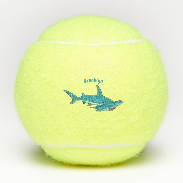 Pelotas De Tenis Ilustracion personalizado de tiburón martillo (Anverso)