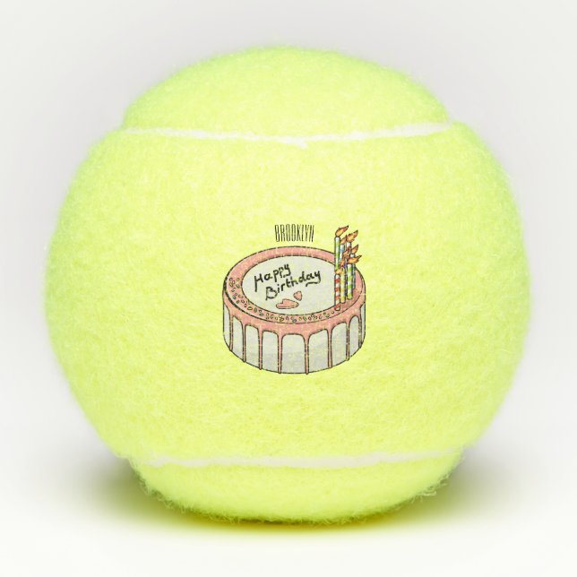 Pelotas De Tenis Ilustracion personalizado de torta de cumpleaños (Anverso)