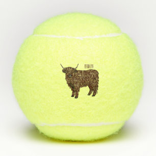 Pelotas De Tenis Ilustracion personalizado de vaca de Highland