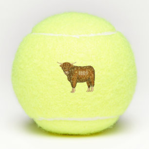 Pelotas De Tenis Ilustracion personalizado de vaca de Highland