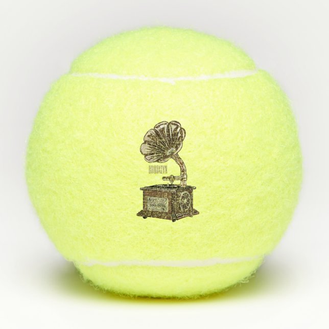Pelotas De Tenis Ilustracion personalizado girable (Anverso)